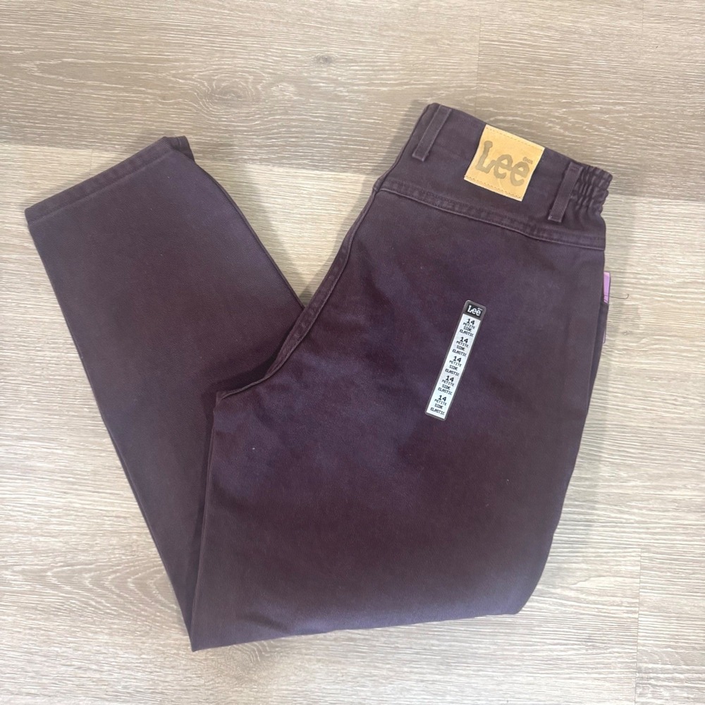Lee Side Elastic Pants‎ Womens 14 Petite Purple Vintage High Rise Tapered NWT
